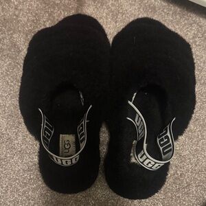 UGG Black Fluffy Slides